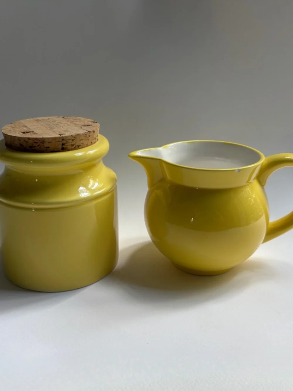 Savoir Vivre Yellow Ceramic Sugar & Creamer Set, 1980's